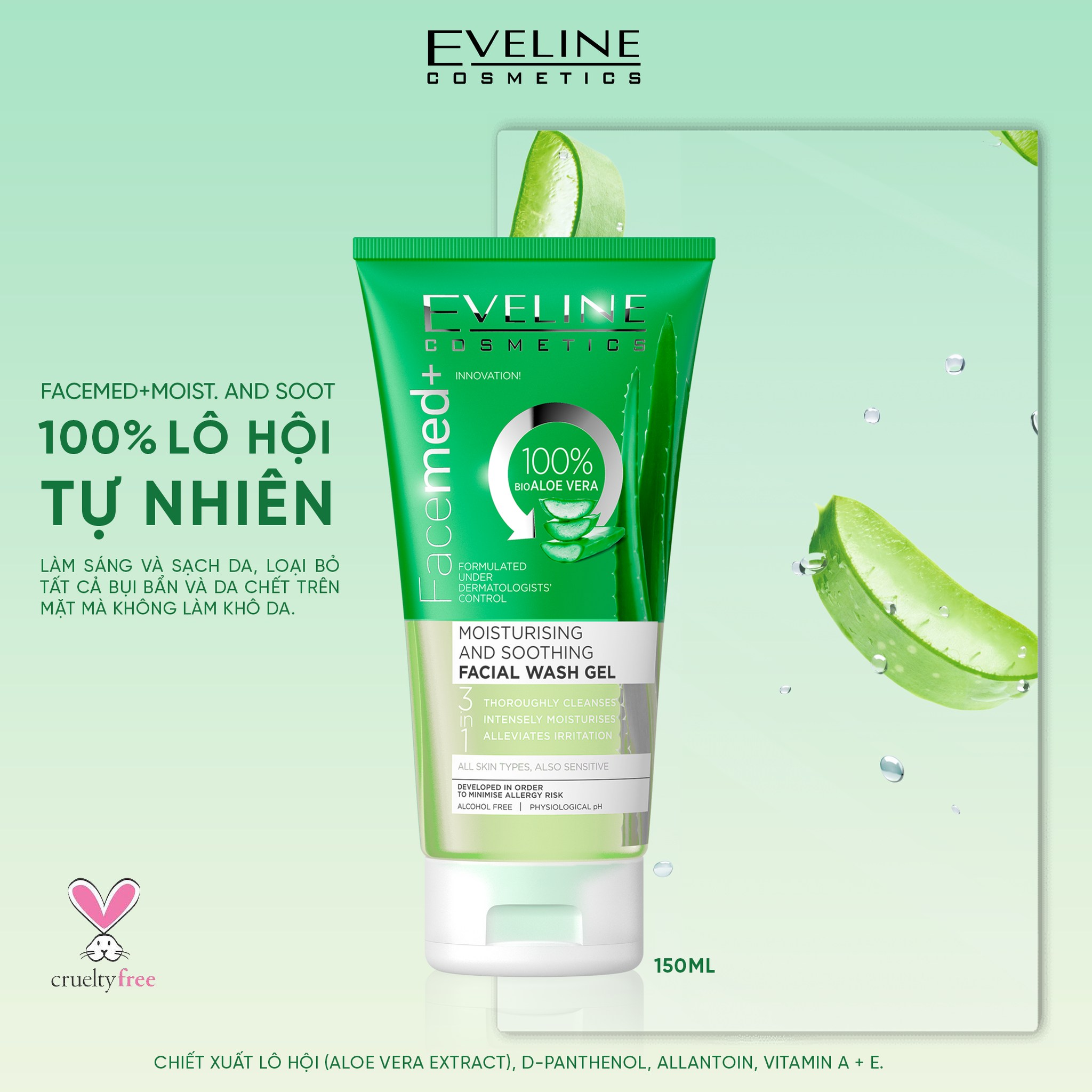 Gel Rửa Mặt Lô Hội Eveline. Tuýp 150ml