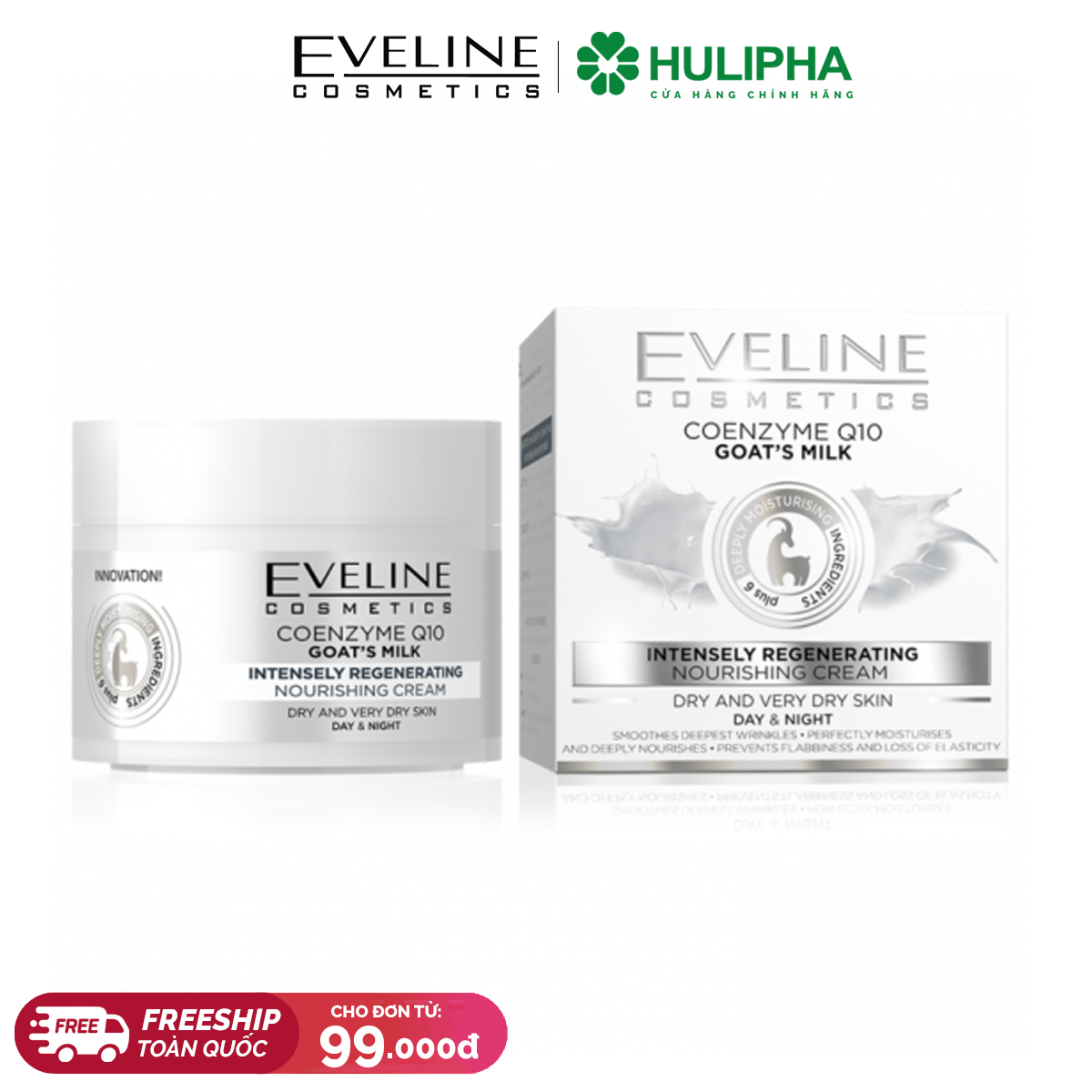 Kem Dưỡng Da Sữa Dê Eveline. Hũ 50ml.