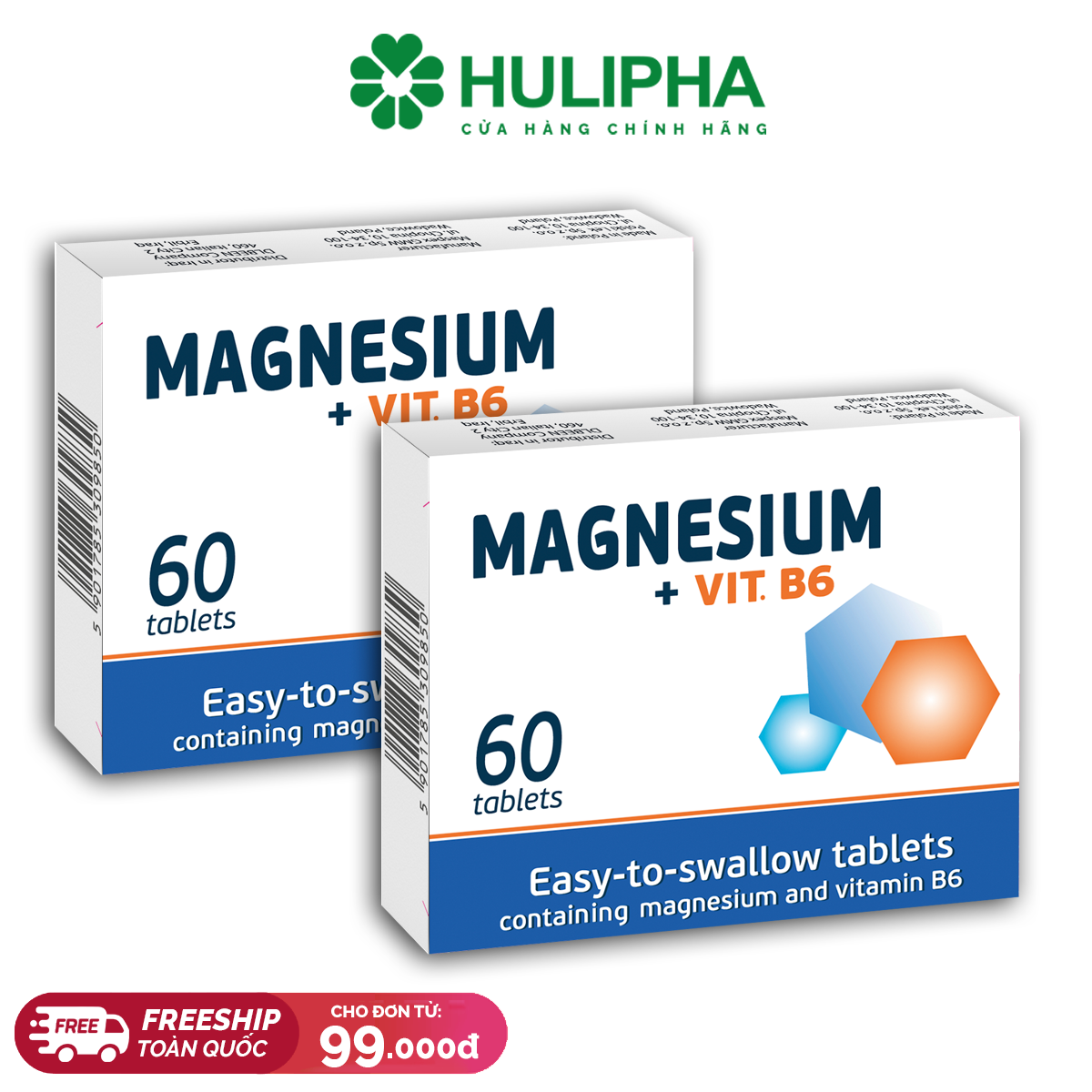 Magnesium+Vit.B6 Hộp 2 Vỉ x 30 Viên.